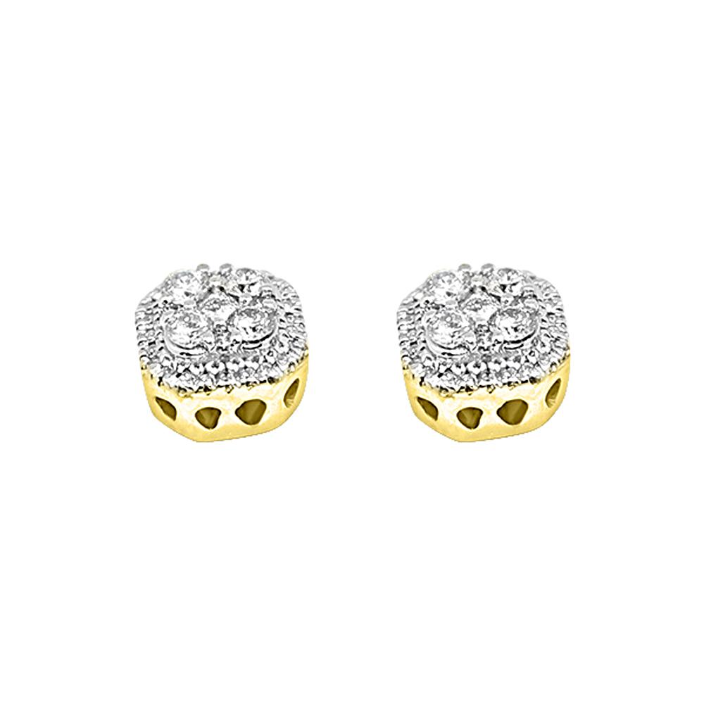 14K Yellow Gold 0.50 Carats Diamond Custom Ice Earrings HipHopBling
