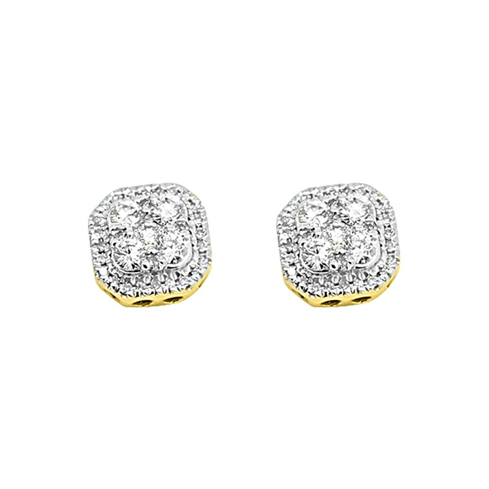 14K Yellow Gold 0.50 Carats Diamond Custom Ice Earrings HipHopBling