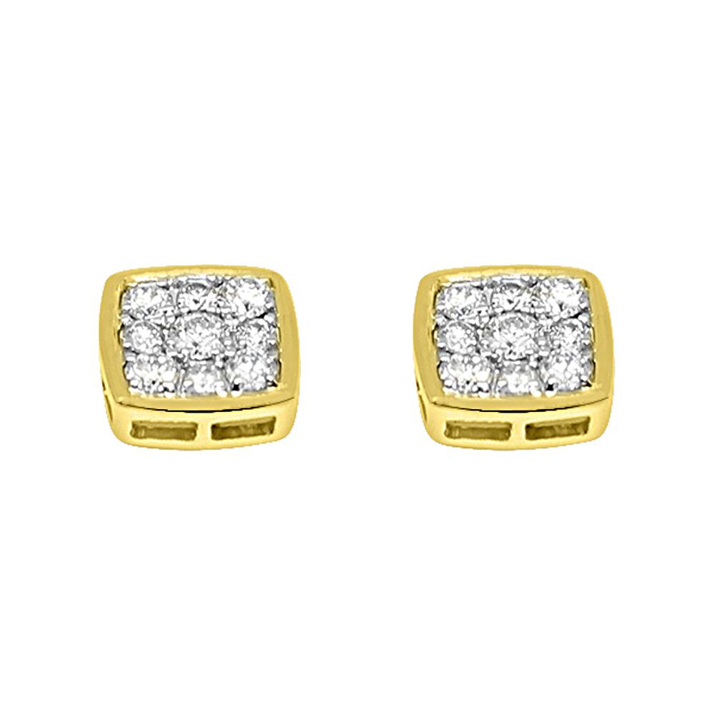 14K Yellow Gold 0.50 Carats Diamond Square Outline Ice Earrings HipHopBling