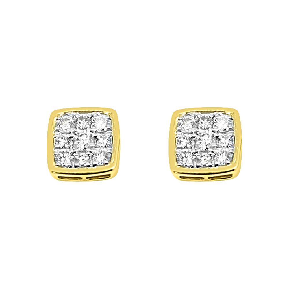 14K Yellow Gold 0.50 Carats Diamond Square Outline Ice Earrings HipHopBling