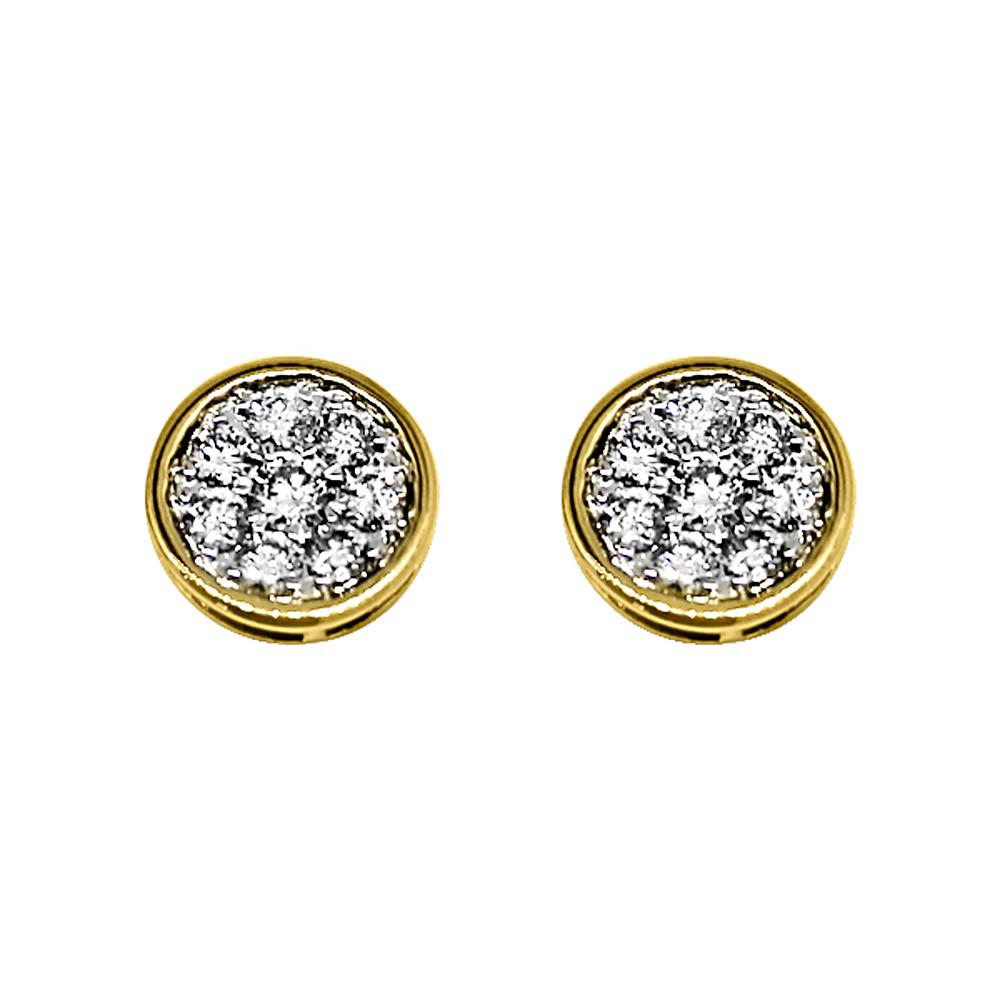 14K Yellow Gold 0.75 Carats Diamond 9MM Circle Earrings HipHopBling