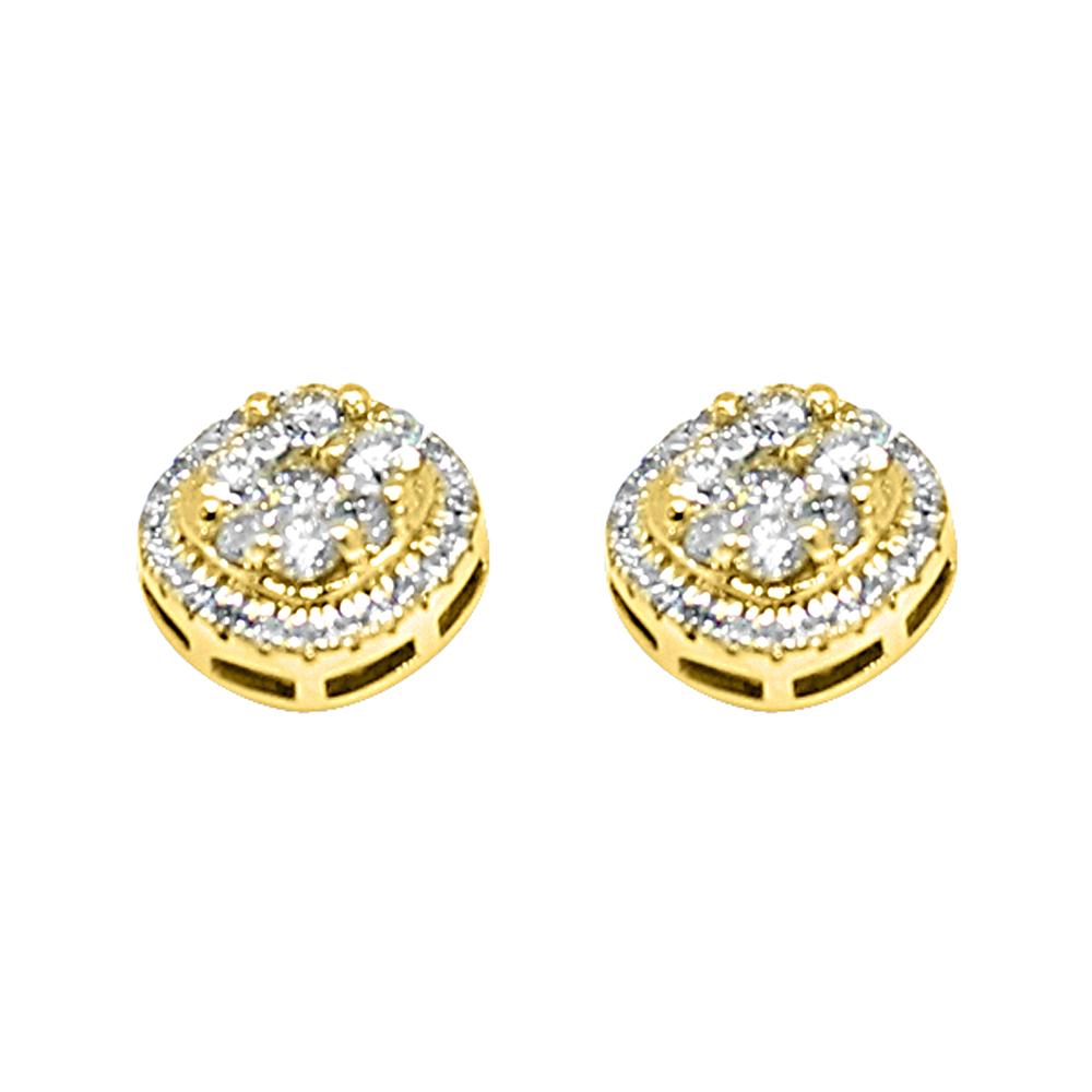 14K Yellow Gold 0.75 Carats Diamond Fancy Custom Earrings HipHopBling