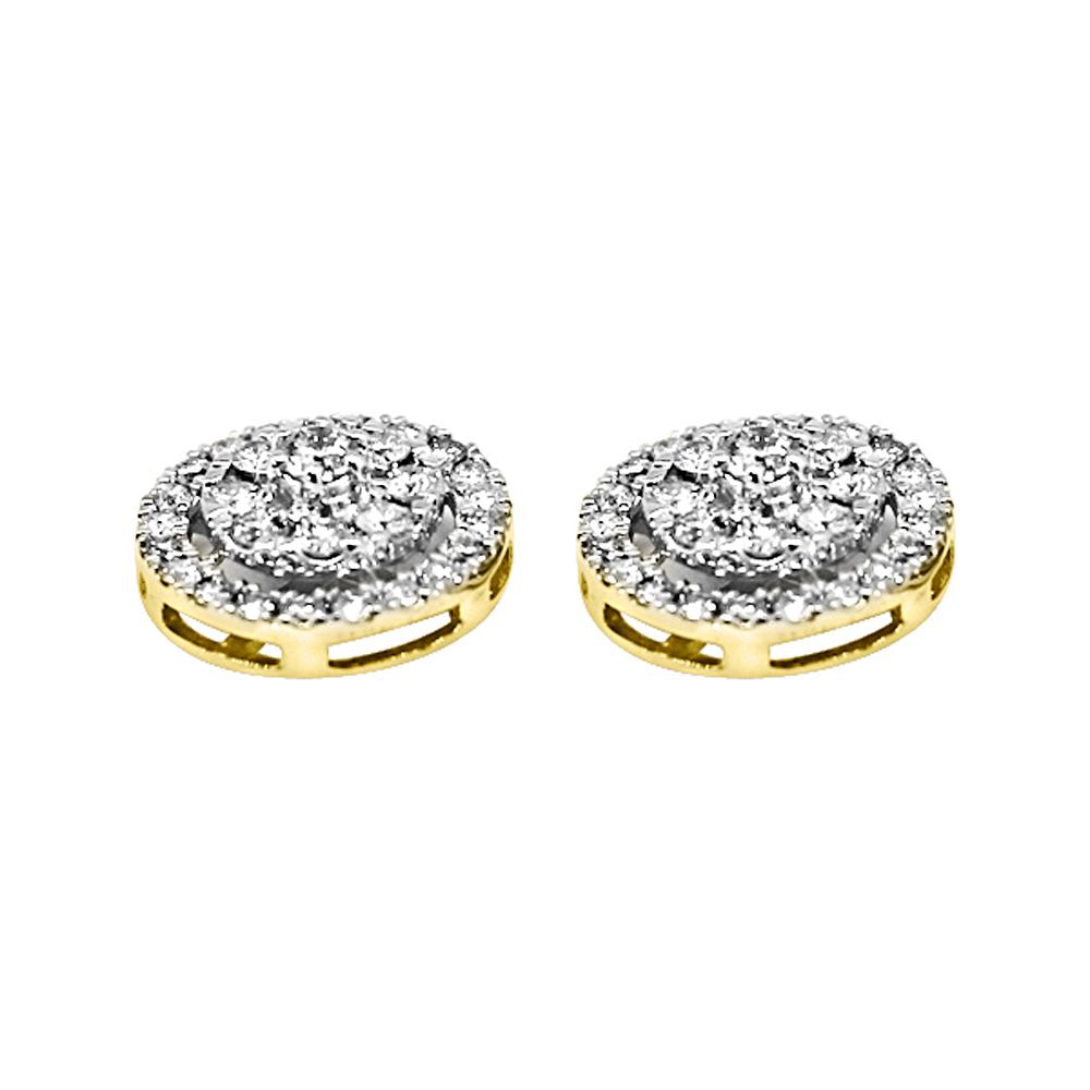 14K Yellow Gold 0.95 Carats Diamond Double Bling Circle Earrings HipHopBling