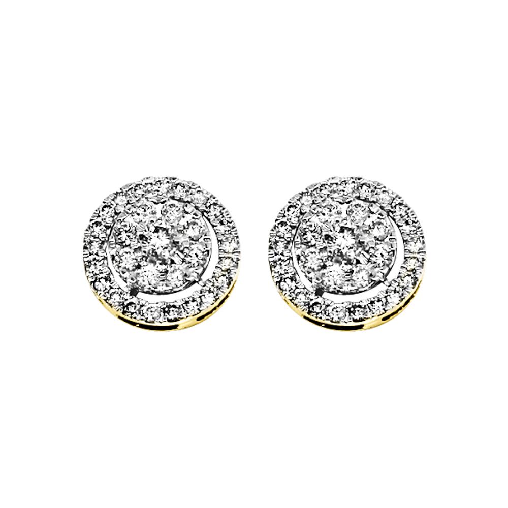 14K Yellow Gold 0.95 Carats Diamond Double Bling Circle Earrings HipHopBling