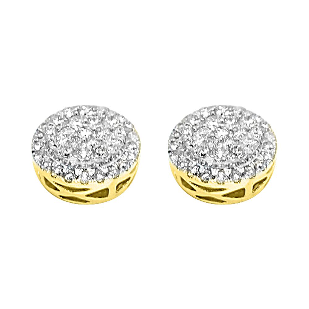 14K Yellow Gold 0.95 Carats Diamond Radiant Circle Earrings HipHopBling