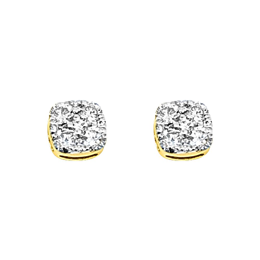 14K Yellow Gold 1.00 Carats Diamond Custom Micropave Earrings HipHopBling