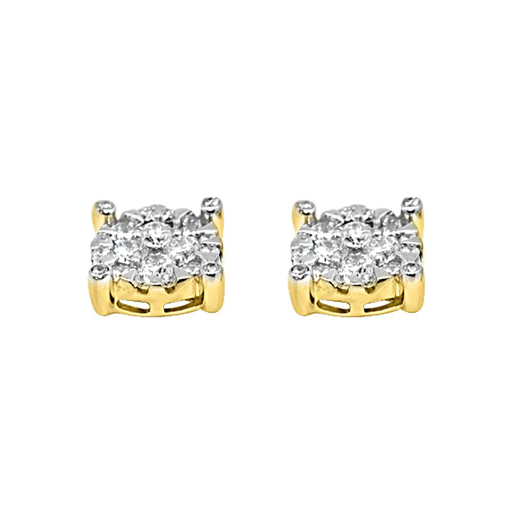 14K Yellow Gold 1.00 Carats Diamond Micro Pave Stud Earrings HipHopBling