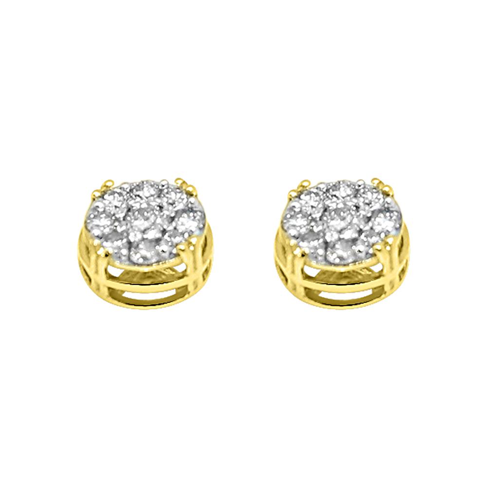14K Yellow Gold 1.00 Carats Diamond Solitaire Cluster Earrings HipHopBling