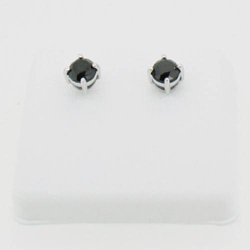 1.50cttw Genuine Black Diamond Stud Earrings 10K White Gold HipHopBling