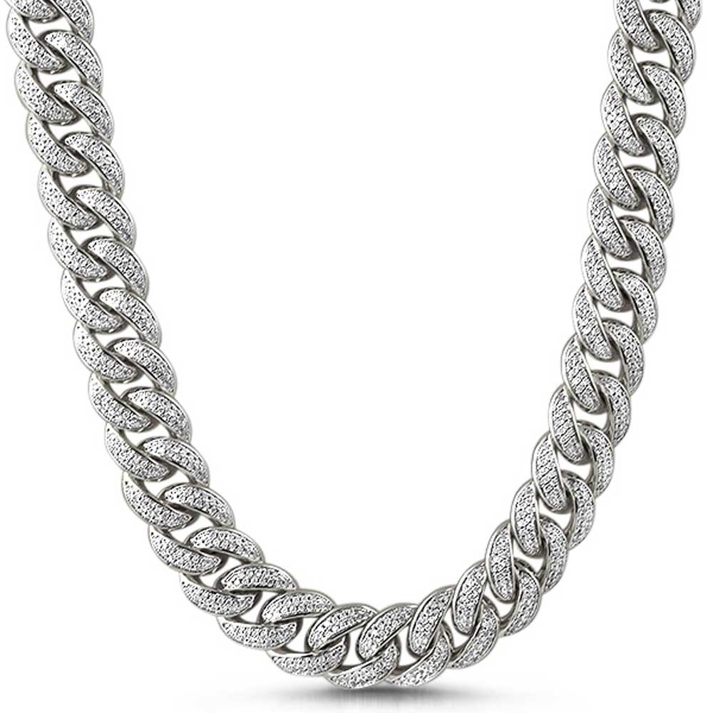 15MM Miami Cuban Gold CZ Bling Bling Chain White Gold 16" HipHopBling