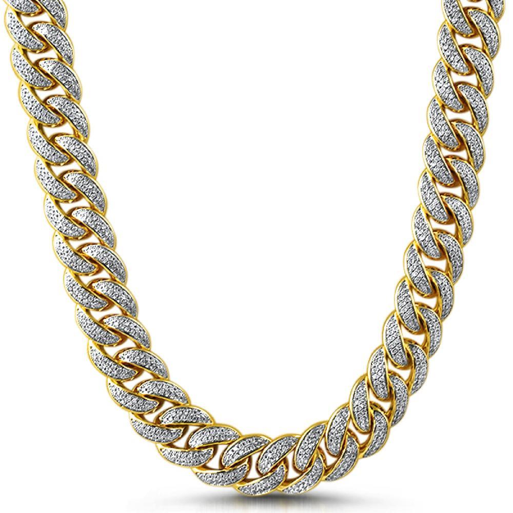 15MM Miami Cuban Gold CZ Bling Bling Chain Yellow Gold 16" HipHopBling