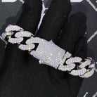 17MM 3D Cuban Link VVS Iced Out Hip Hop Bracelet White Gold 8" HipHopBling