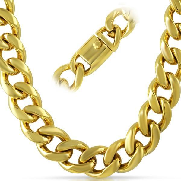 18MM Jumbo IP Gold Miami Cuban Chain 316L Box Clasp 36" HipHopBling