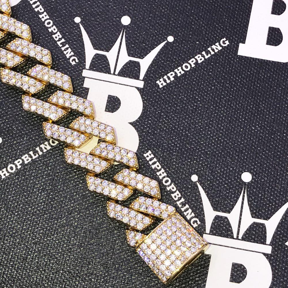 19MM Turkish Cuban Link Iced Out Hip Hop Bracelet Yellow Gold 7" HipHopBling