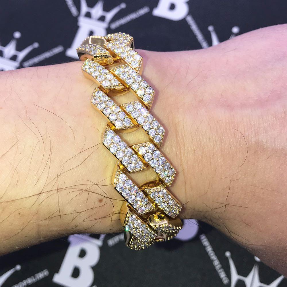 Dropship Cuban Link Chain For Men Gold Plated Miami Cuban Link Chain Bracelet  Diamond Prong Cuban Iced Out Chain Bracelets 7.5/9 Inch Bling Hip Hop With  Gift Box to Sell Online at