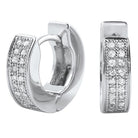 2 Row CZ Hoop Micro Pave Huggie Earrings HipHopBling