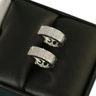 2 Row Hoop VVS Moissanite Earrings .925 Sterling Silver White Gold HipHopBling