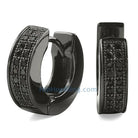 2 Row Huggie Black CZ Micro Pave Hoop Earrings HipHopBling