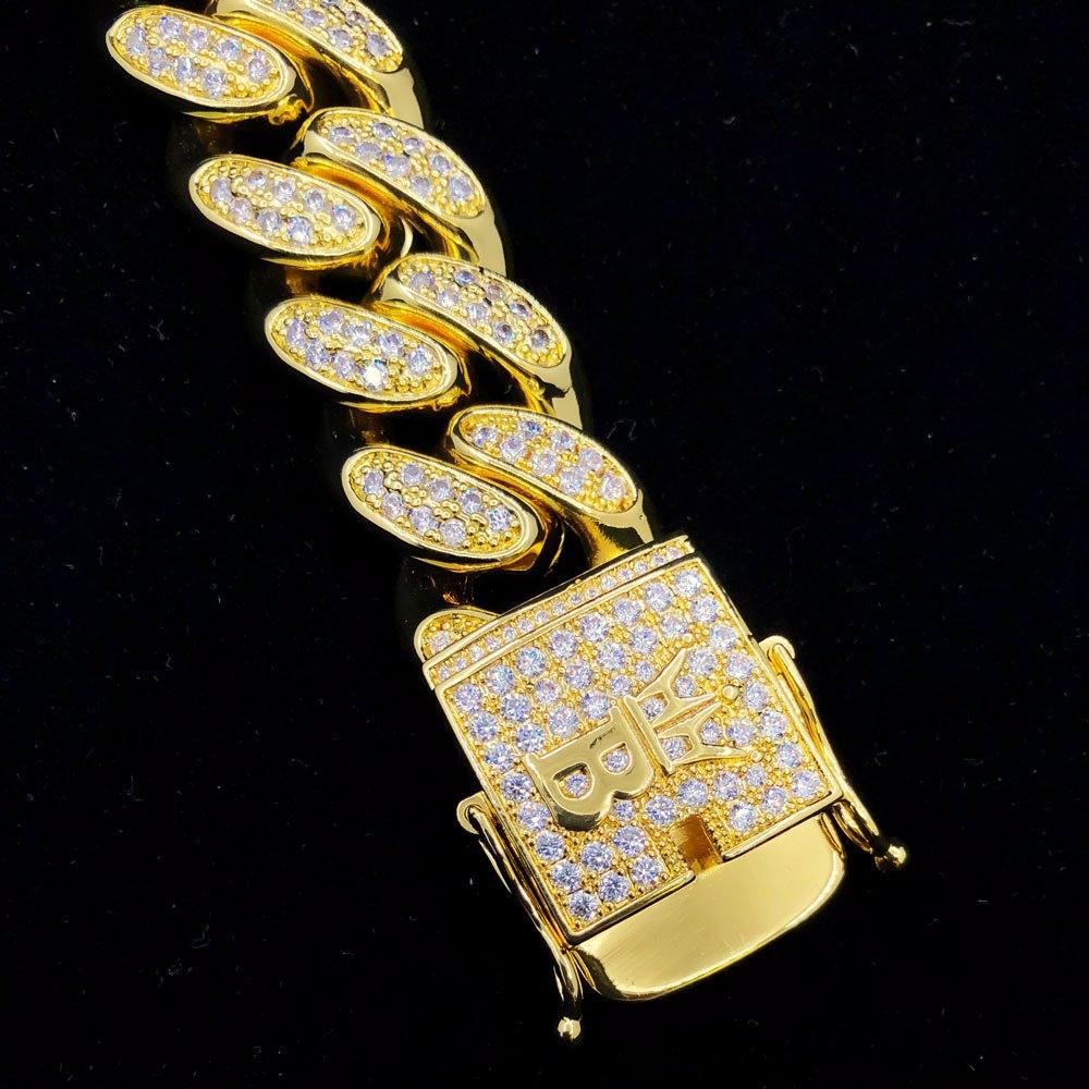 20MM Miami Cuban Link Hip Hop Bling Bling Bracelet White Gold 8" HipHopBling