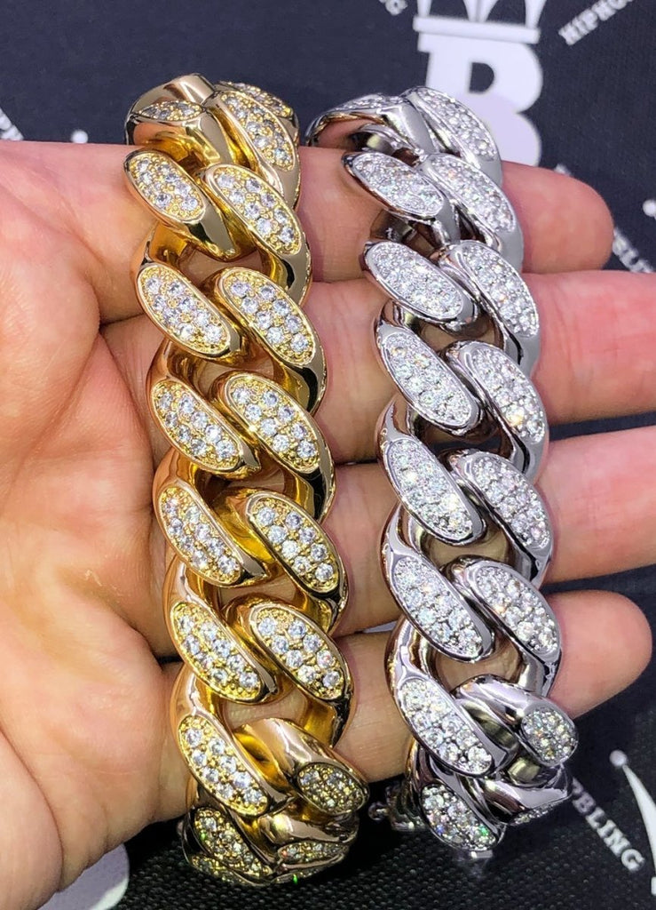 20MM Miami Cuban Link Hip Hop Bling Bling Bracelet Yellow Gold 8" HipHopBling
