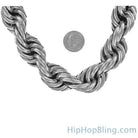 20MM Rhodium Dookie Rope Chain 30" HipHopBling