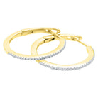 20MM Skinny Hoop Diamond Earrings .20cttw 10K Yellow Gold HipHopBling