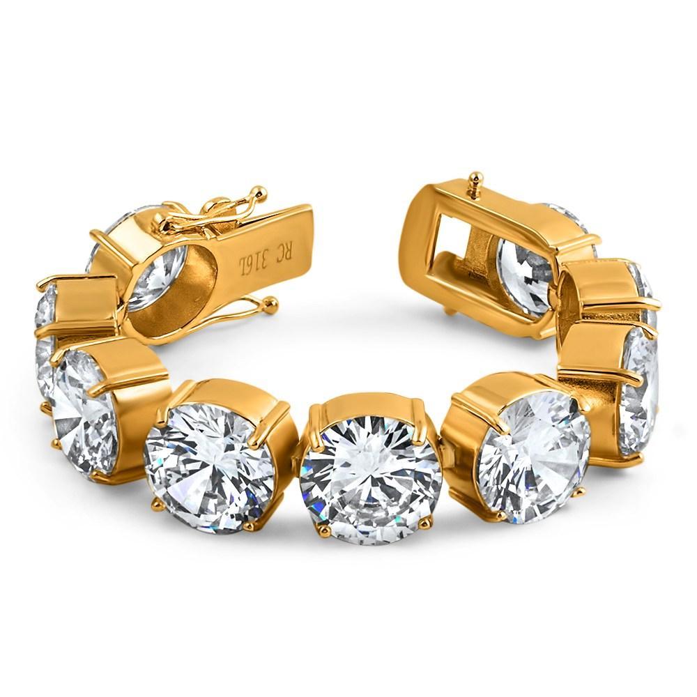 20MM Tennis Bracelet Bling Bling Gold Steel HipHopBling