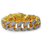 22MM Thick Bling Bling CZ Cuban Gold Bracelet Yellow Gold HipHopBling