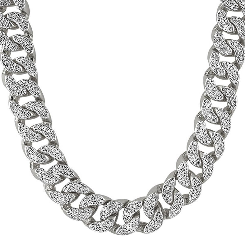 22MM Thick CZ White Bling Bling Cuban Chain 20" White Gold HipHopBling