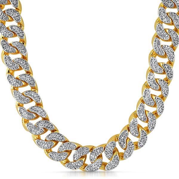 22MM Thick Gold CZ Cuban Chain Bling Bling 18" Yellow Gold HipHopBling
