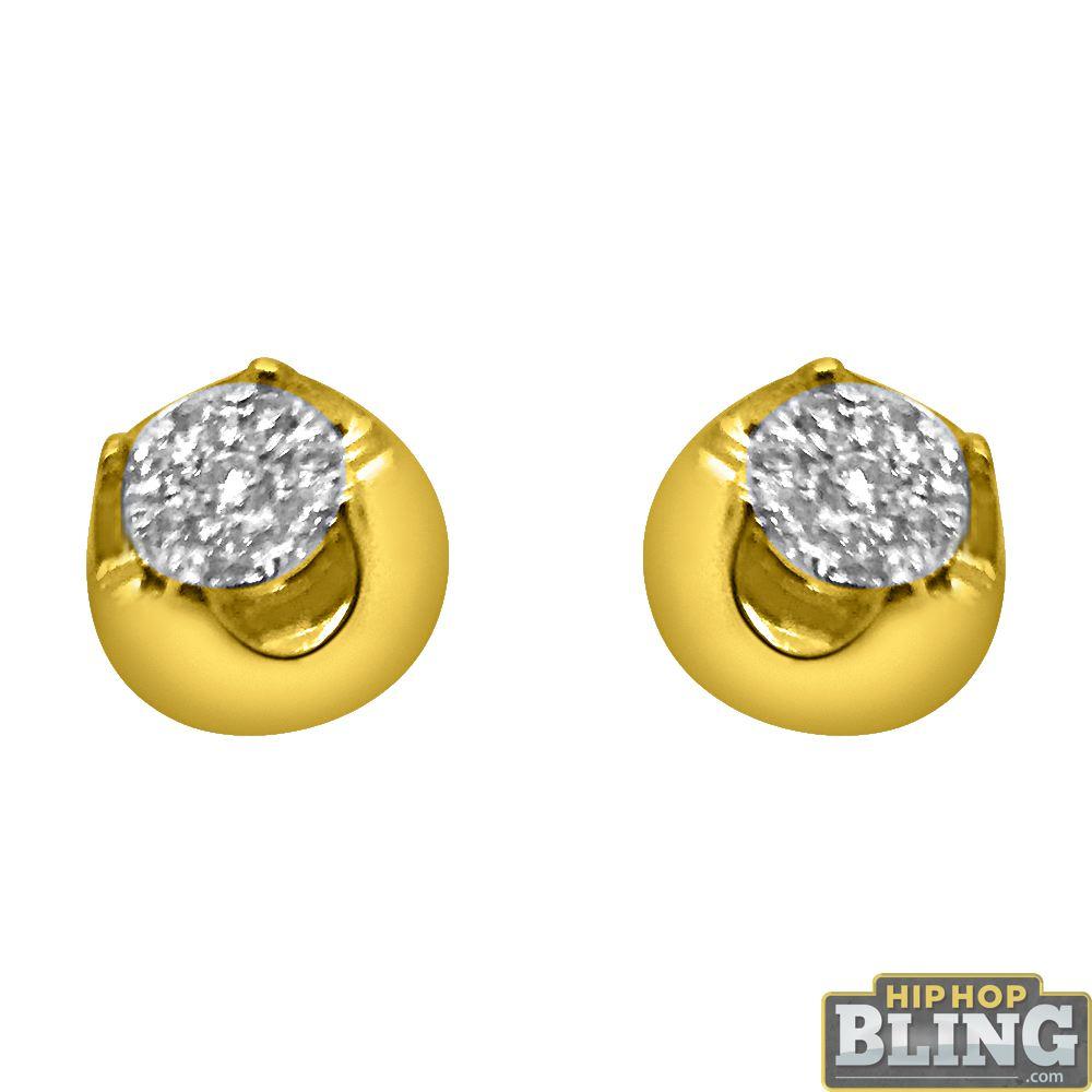 .24cttw Solitaire Illusion 14K Yellow Gold Earrings HipHopBling