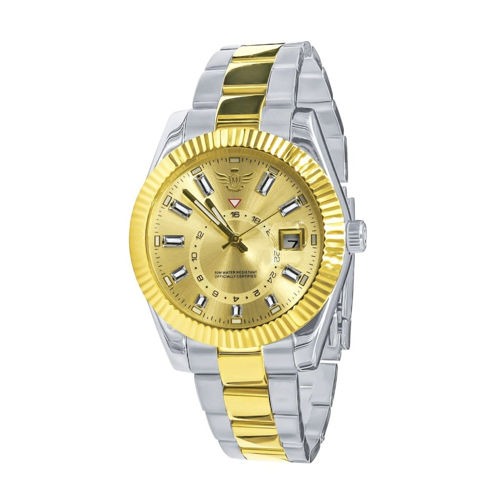 24H Date Oyster CZ Hours Sports Watch 2 - Tone HipHopBling