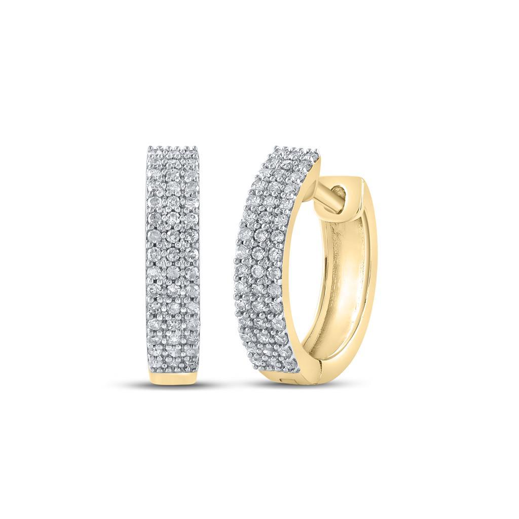 3 Row Hoop Diamond Earrings .25cttw 10K Yellow Gold HipHopBling