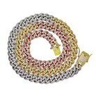 3 Tone Cuban Link 10MM Bling Bling CZ Chain 16" HipHopBling