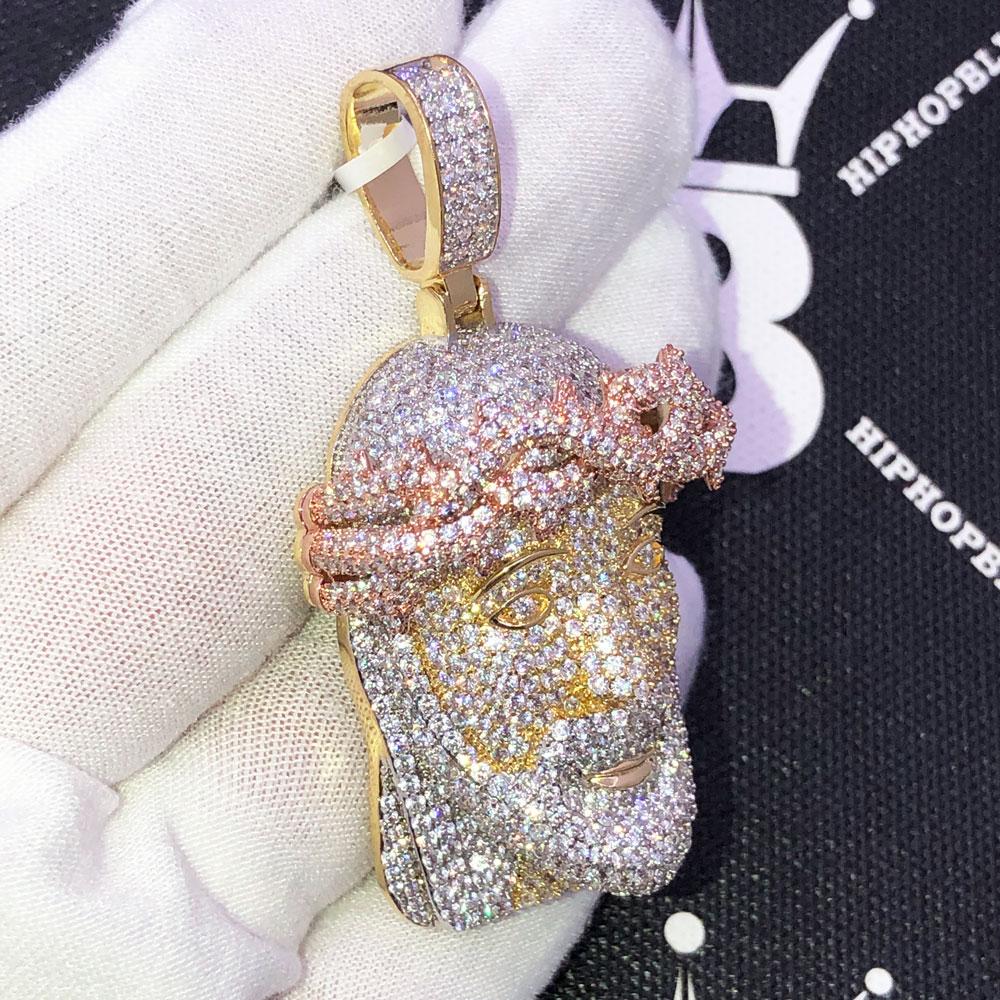 3 Tone Pave Jesus Piece CZ Bling Iced Out Pendant 3 Tone HipHopBling