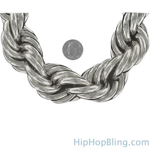 30MM Jumbo Dookie Rope Chain Rhodium HipHopBling