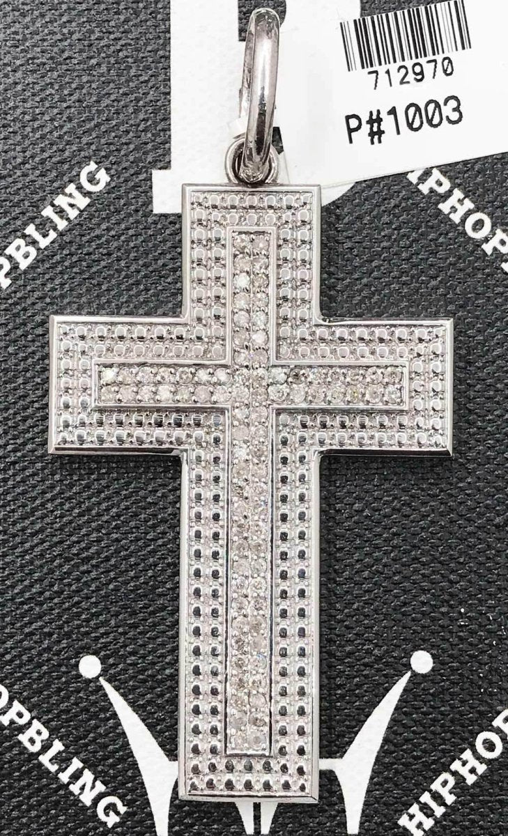 3.40cttw Diamond Double Thick Hip Hop Cross Pendant .925 Silver HipHopBling