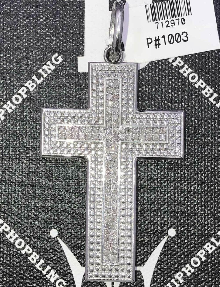 3.40cttw Diamond Double Thick Hip Hop Cross Pendant .925 Silver HipHopBling