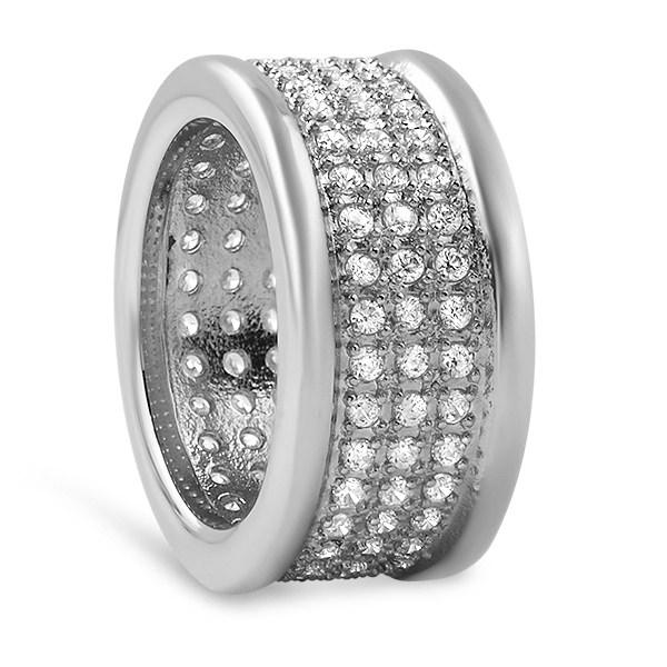 360 Micro Pave CZ Bling Bling Stainless Steel Ring 7 HipHopBling