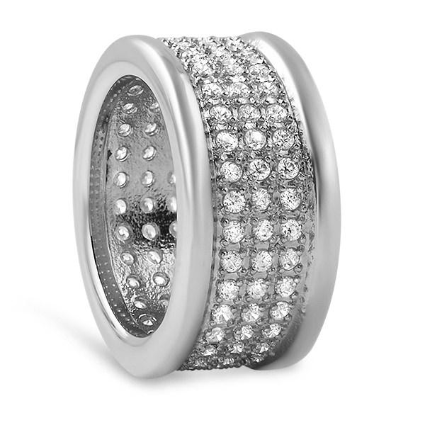 360 Micro Pave CZ Bling Bling Stainless Steel Ring HipHopBling