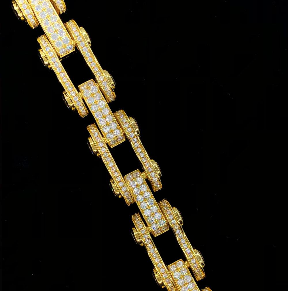 3D Bike Link Bling Bling CZ Iced Out Chain White Gold 18" HipHopBling