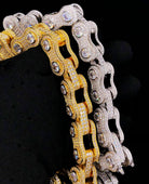 3D Bike Link Bling Bling CZ Iced Out Chain White Gold 18" HipHopBling