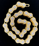 3D Bike Link Bling Bling CZ Iced Out Chain Yellow Gold 18" HipHopBling