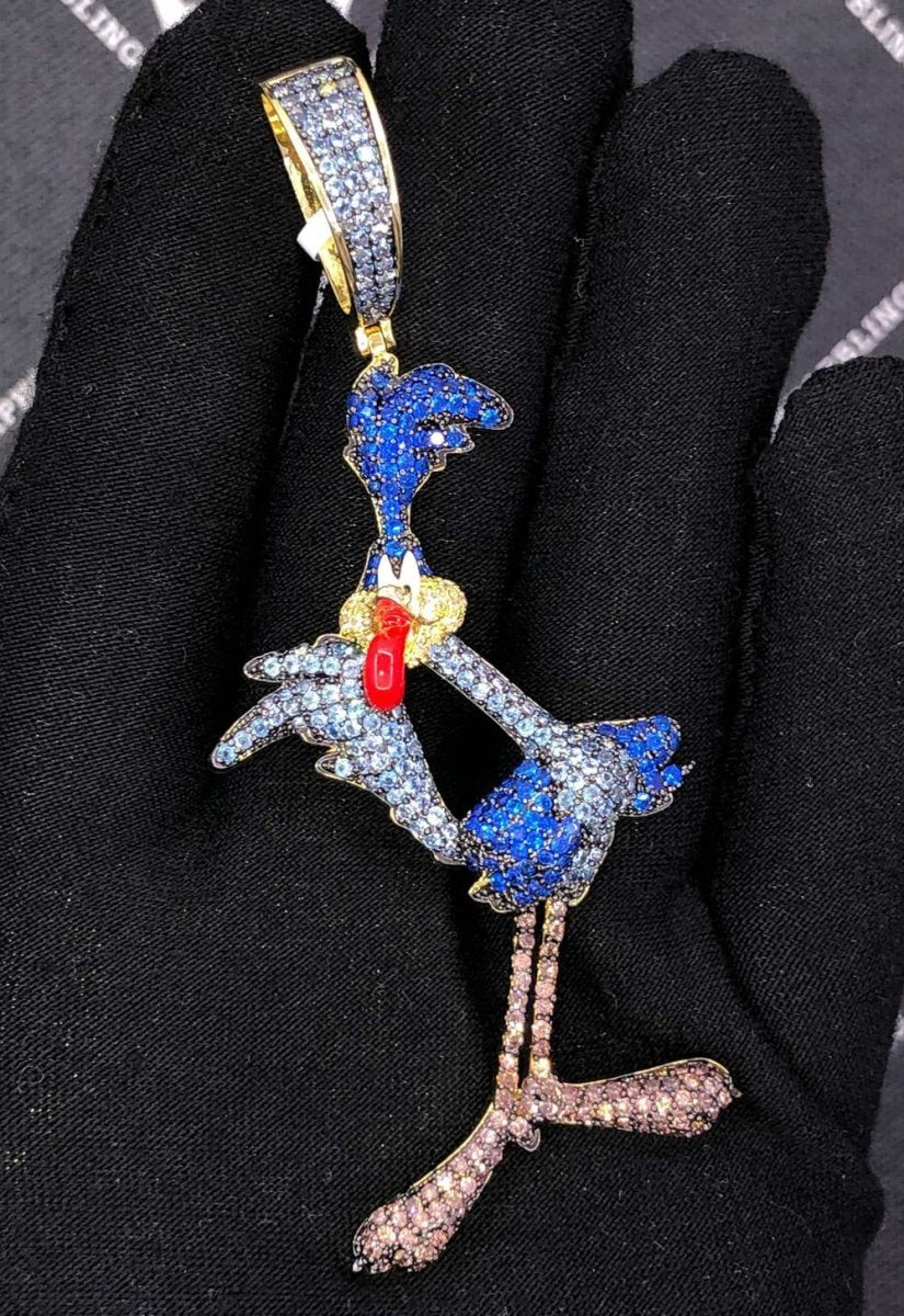3D Bird VVS CZ Hip Hop Iced Out Pendant Yellow Gold HipHopBling