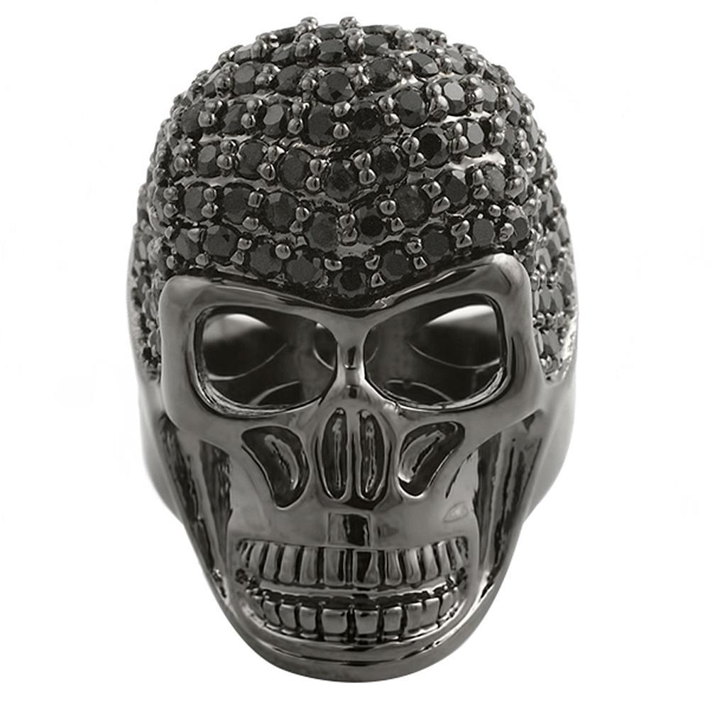 3D Black Skull CZ Mens Bling Bling Ring 7 HipHopBling