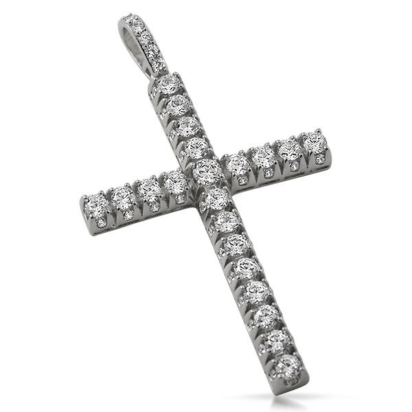 3D Bling Bling Tennis CZ Cross White Gold HipHopBling