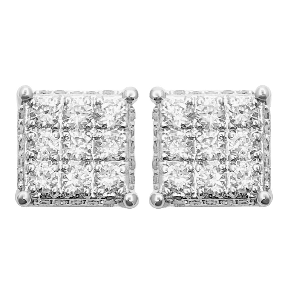 3D Box Diamond Earrings .50cttw 10K Yellow Gold HipHopBling