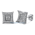 3D Box Kite L CZ Micro Pave Earrings HipHopBling