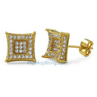 3D Box Kite L Gold Micro Pave Earrings HipHopBling