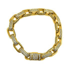 3D Box Link Gold CZ Bling Bling Bracelet 8" HipHopBling